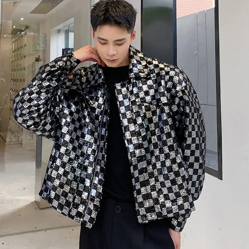 Black & White Plaid Sequin Jacket