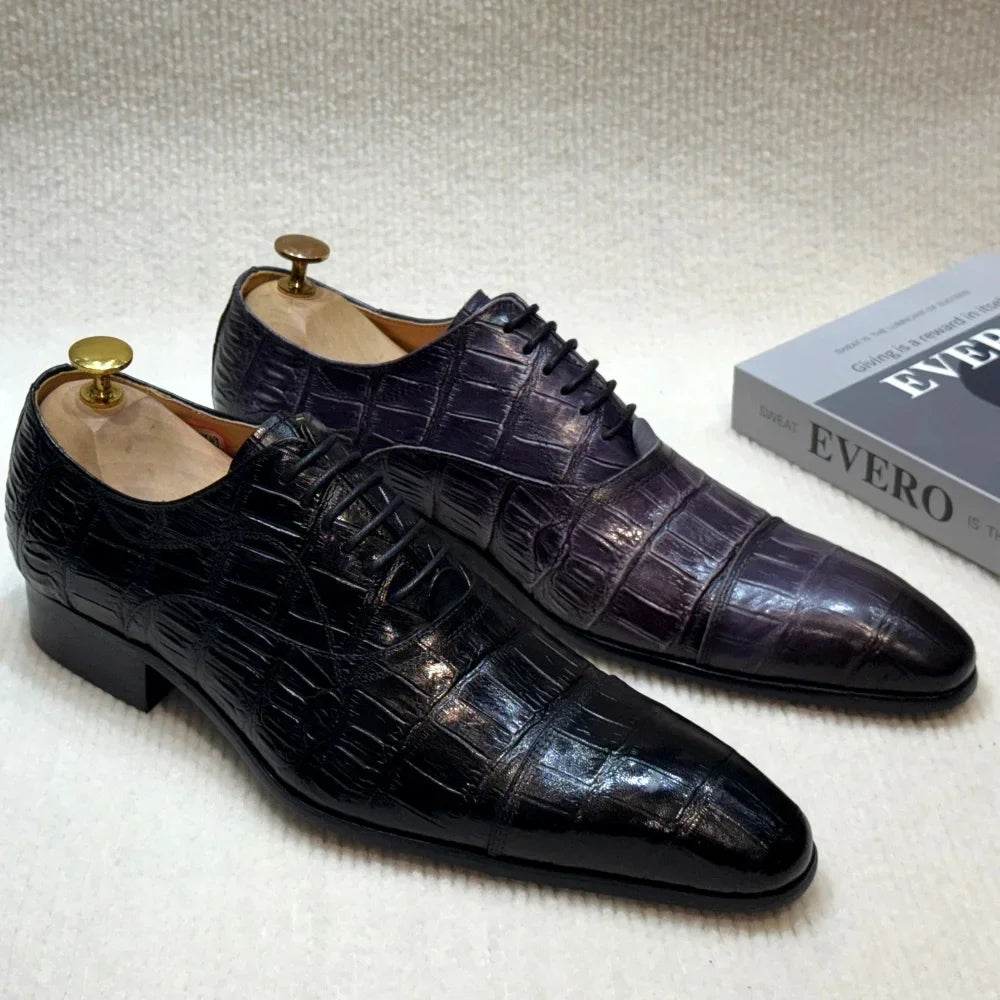 Luxury Croc-Embossed Formal Leather Shoes