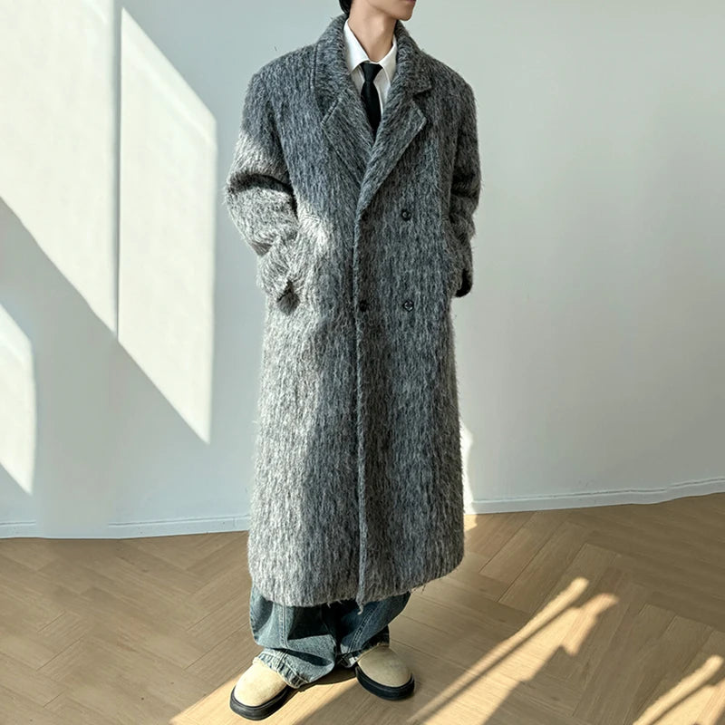 Grey Woolen Double Breasted Coat