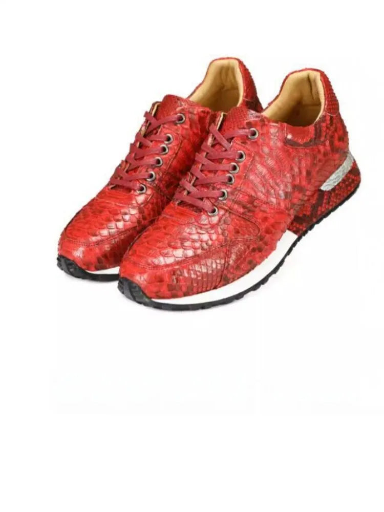 Flaming Snakeskin Lace-Up Sneakers