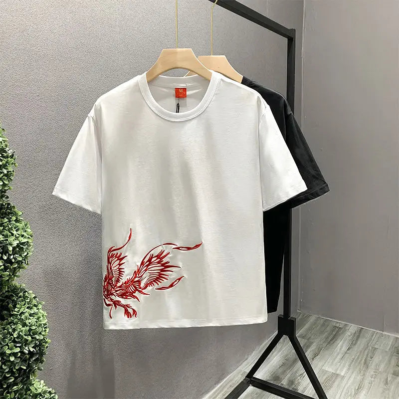 Phoenix Embroidery O-Neck Men's T-Shirt