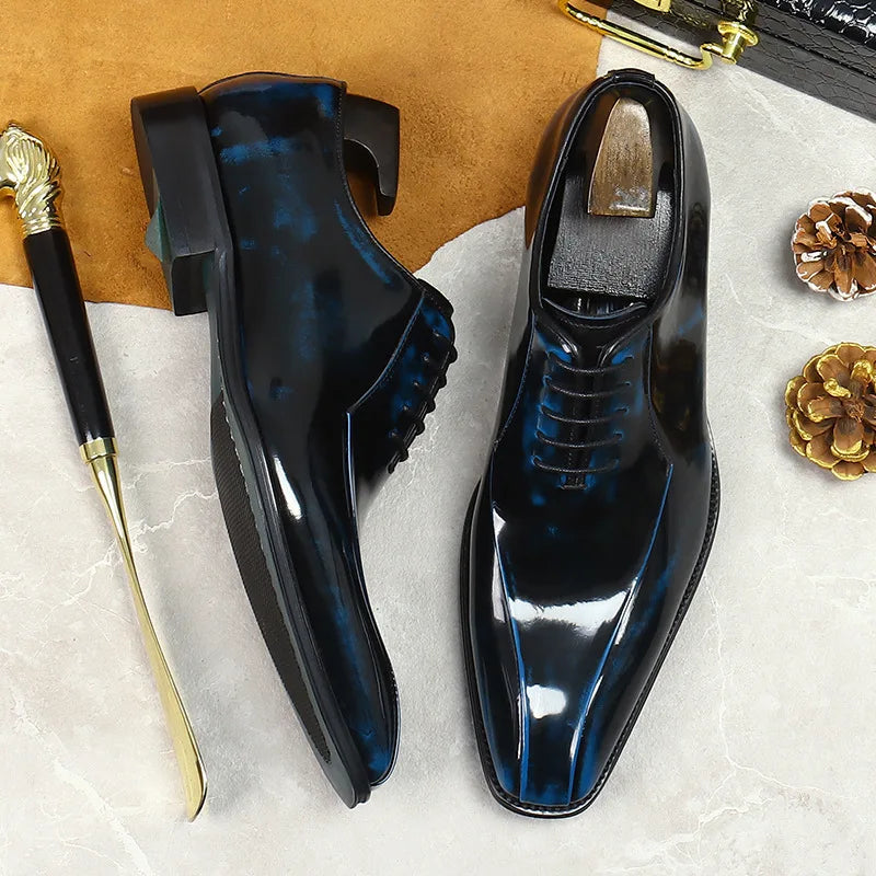 Hand-Polished Gradient Leather Oxford Shoes