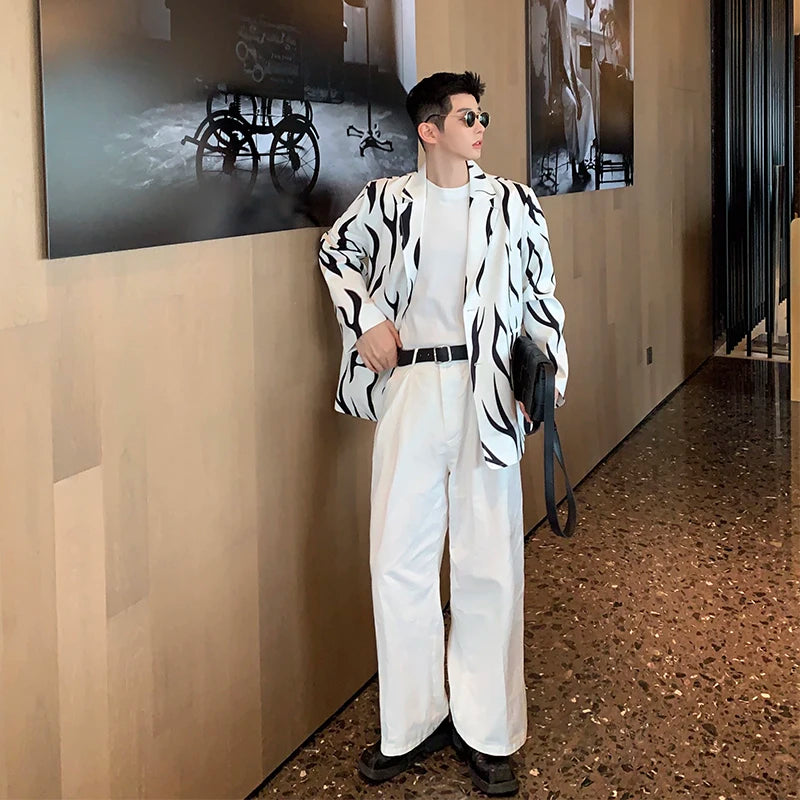 Zebra Pattern Cotton Polyester Blazer