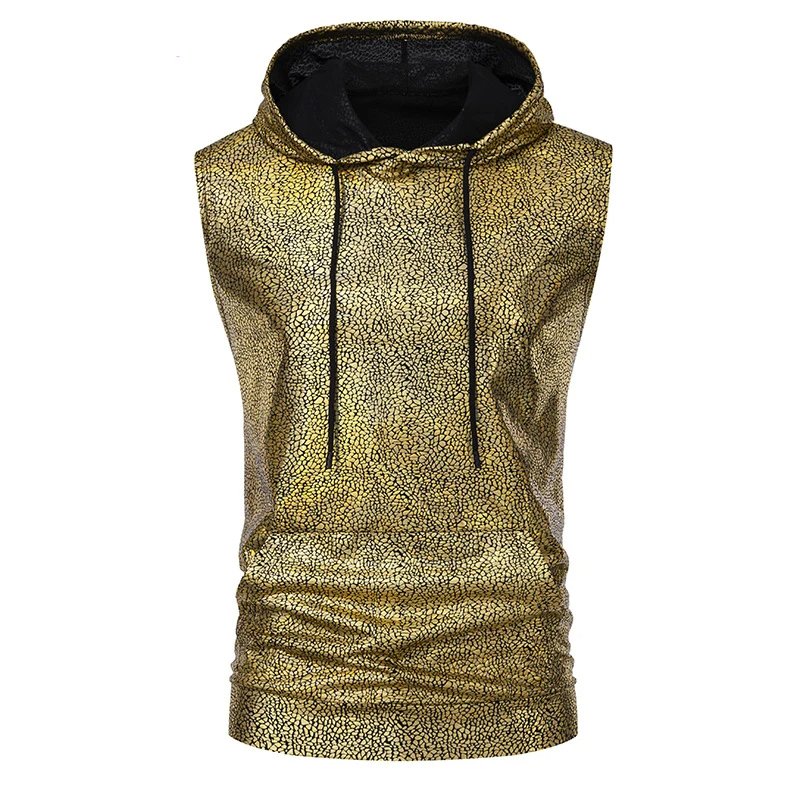 Snake Pattern Metallic Hooded Tank Top