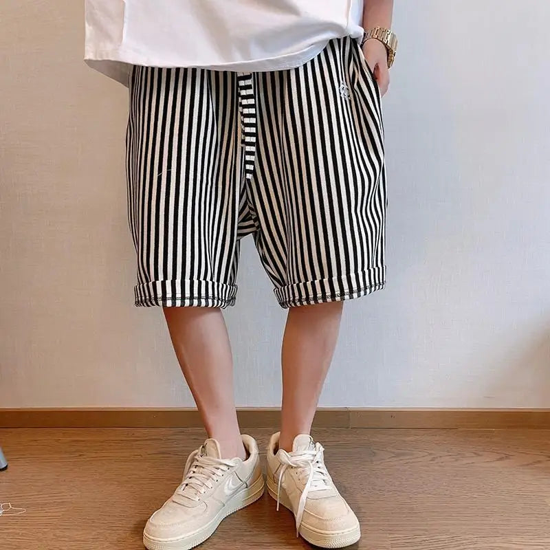 Vertical Stripes Summer Loose Casual Shorts