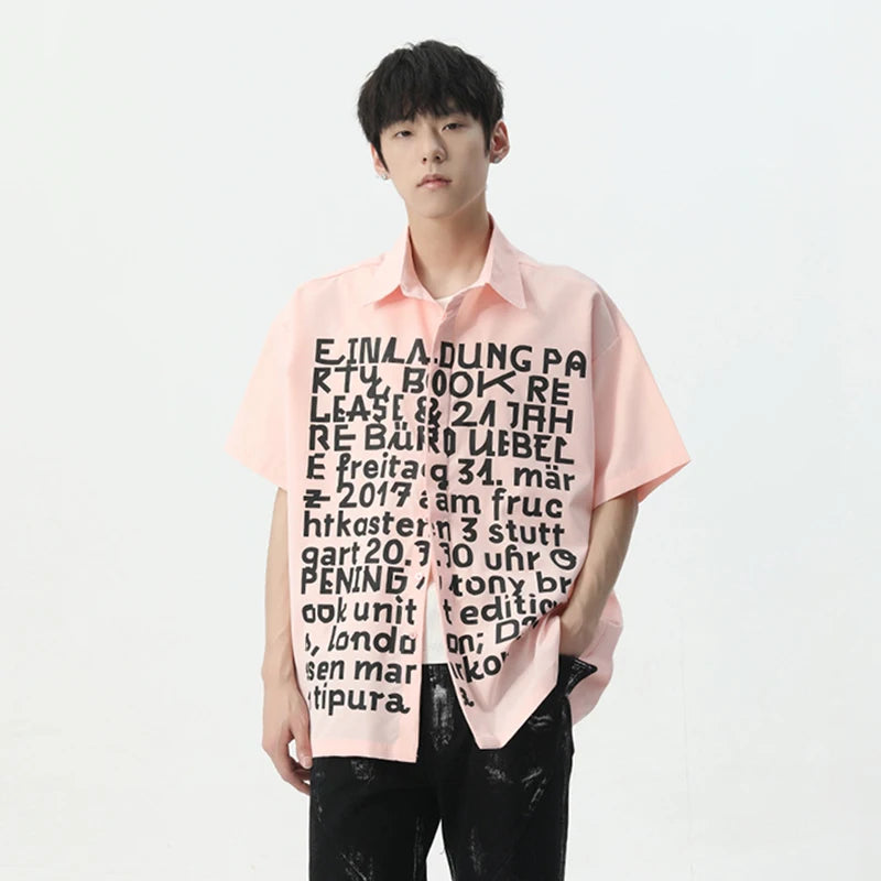 Style Letter Printing Fashion Lapel Shirt