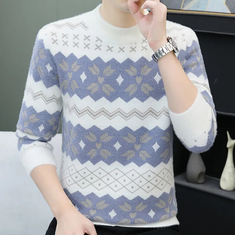 Contrast Color O-Neck Long Sleeve Sweater