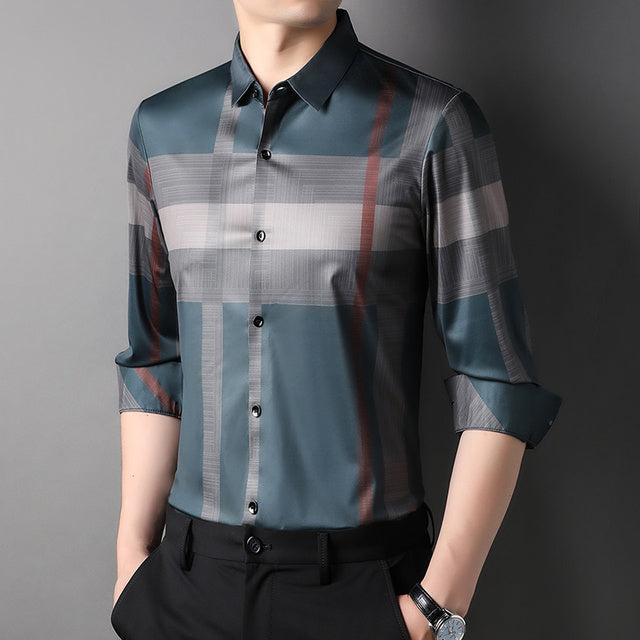 Casual Contrast Plaid Single Breasted Shirt