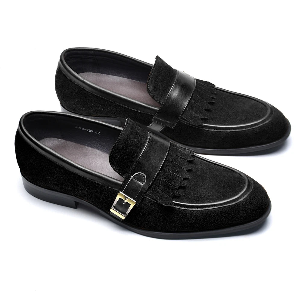 Tassel with Buckle Suede Leather Loafers