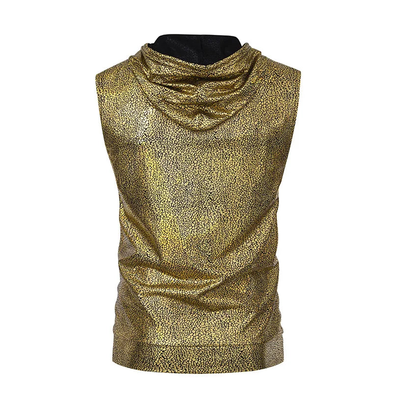 Snake Pattern Metallic Hooded Tank Top