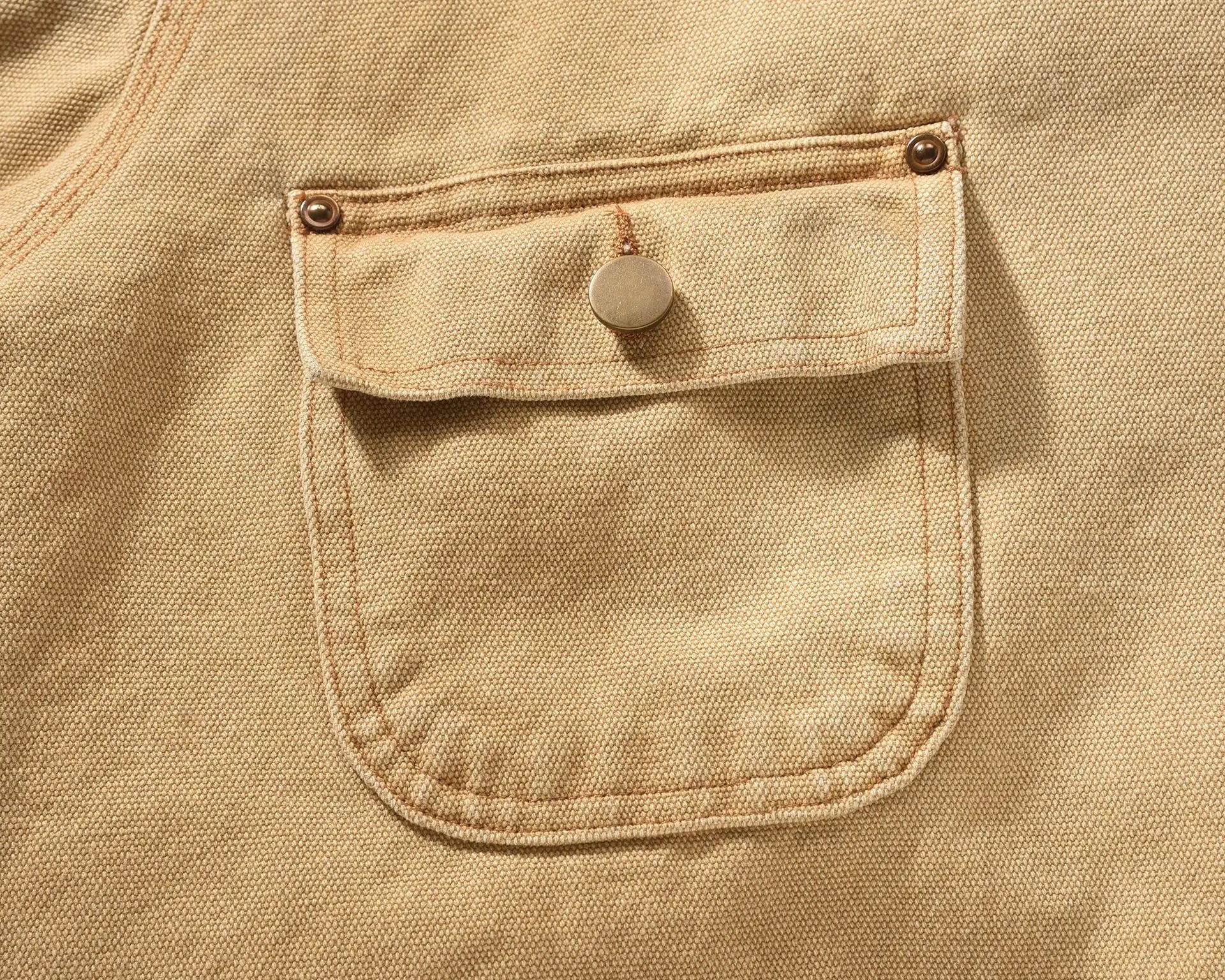 Solid Multi-Pockets Cotton Jacket