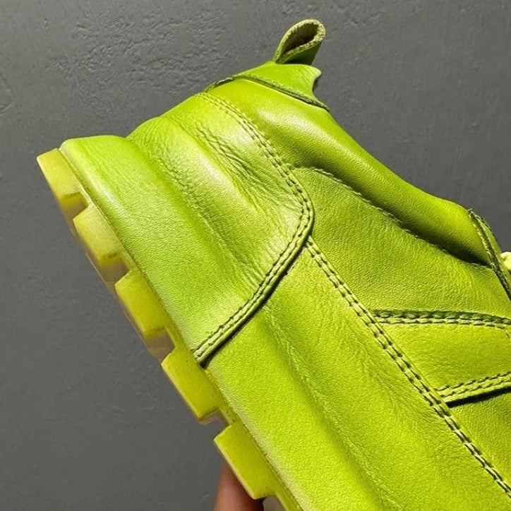 Retro Solid Genuine Leather Pigskin Sneakers