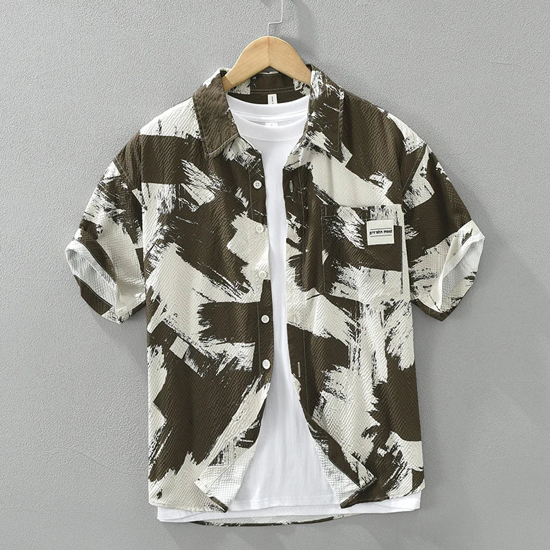 Casual Turn-down Collar Abstract Shirt