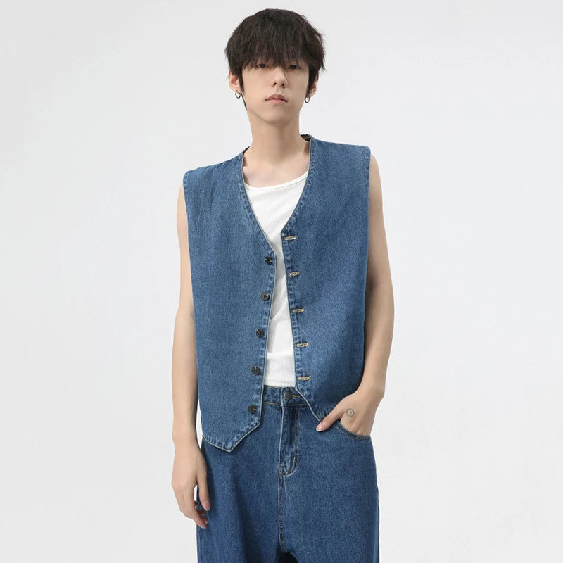 Blue Jeans Denim Vest Pants Set