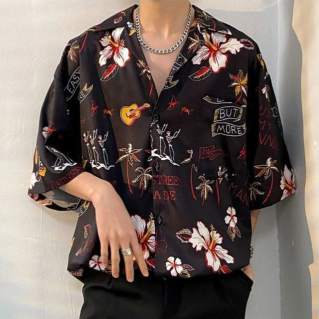 Hawaiian Style Printed Loose Shirt