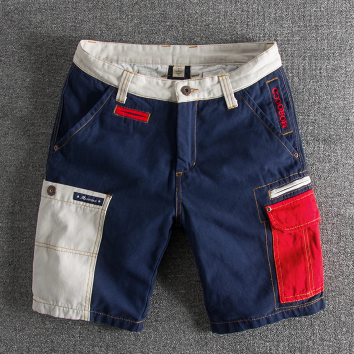 Patchwork Design Casual Cargo Shorts