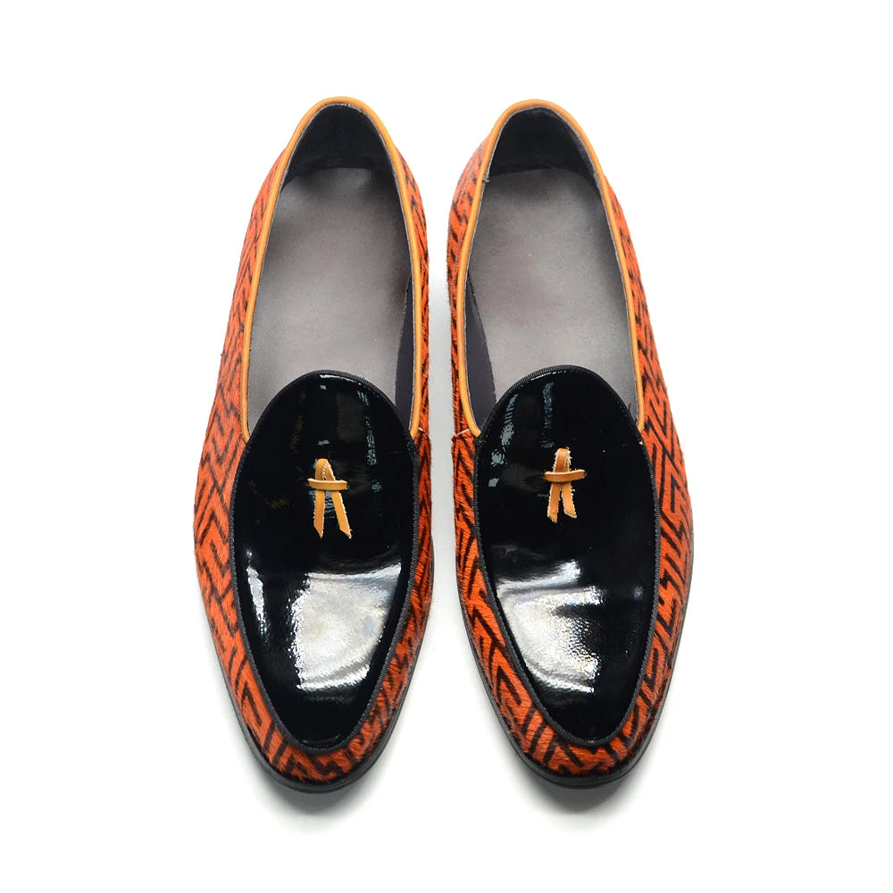 Unique Pattern Brown Black Loafers