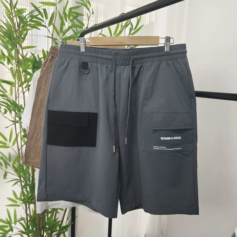 Loose Solid Pockets Cargo Shorts