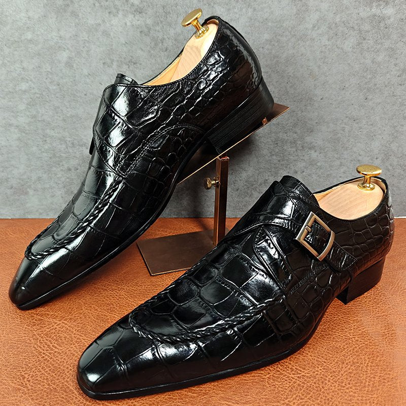 Black Crocodile Print Dress Shoes