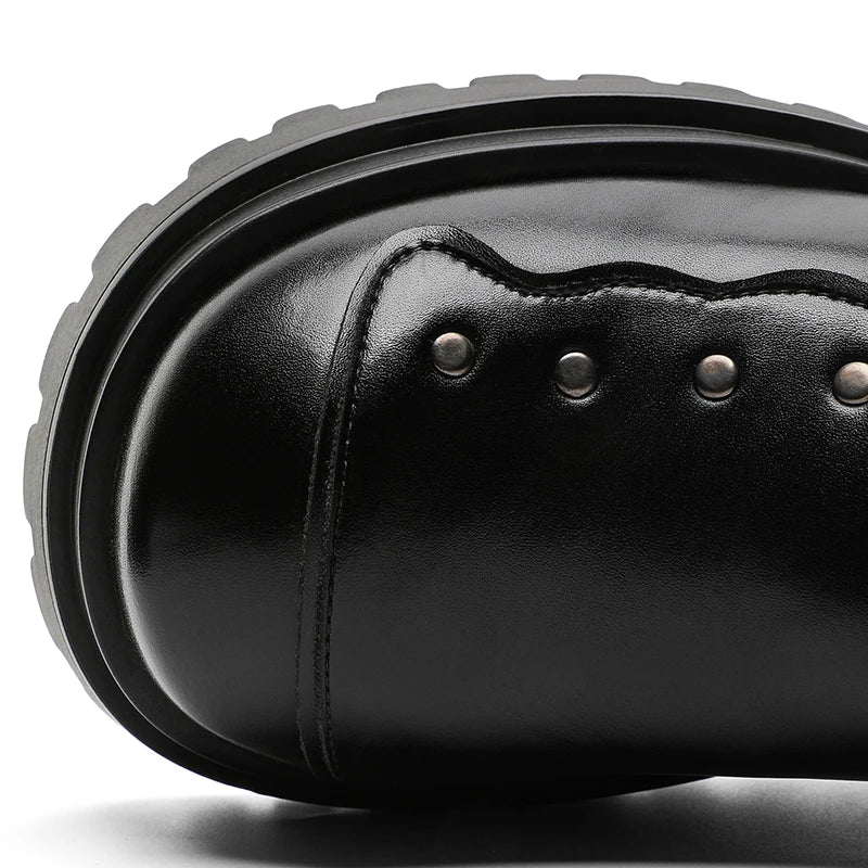 Punk Style Metal Zipper Ankle Boots