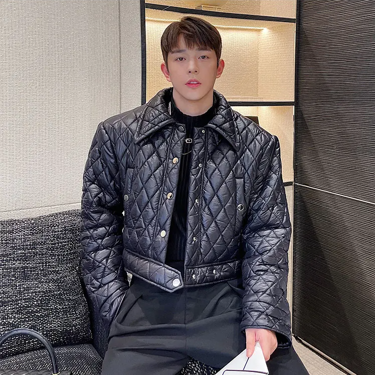 Rhombus Grid Thickened Padded Parka