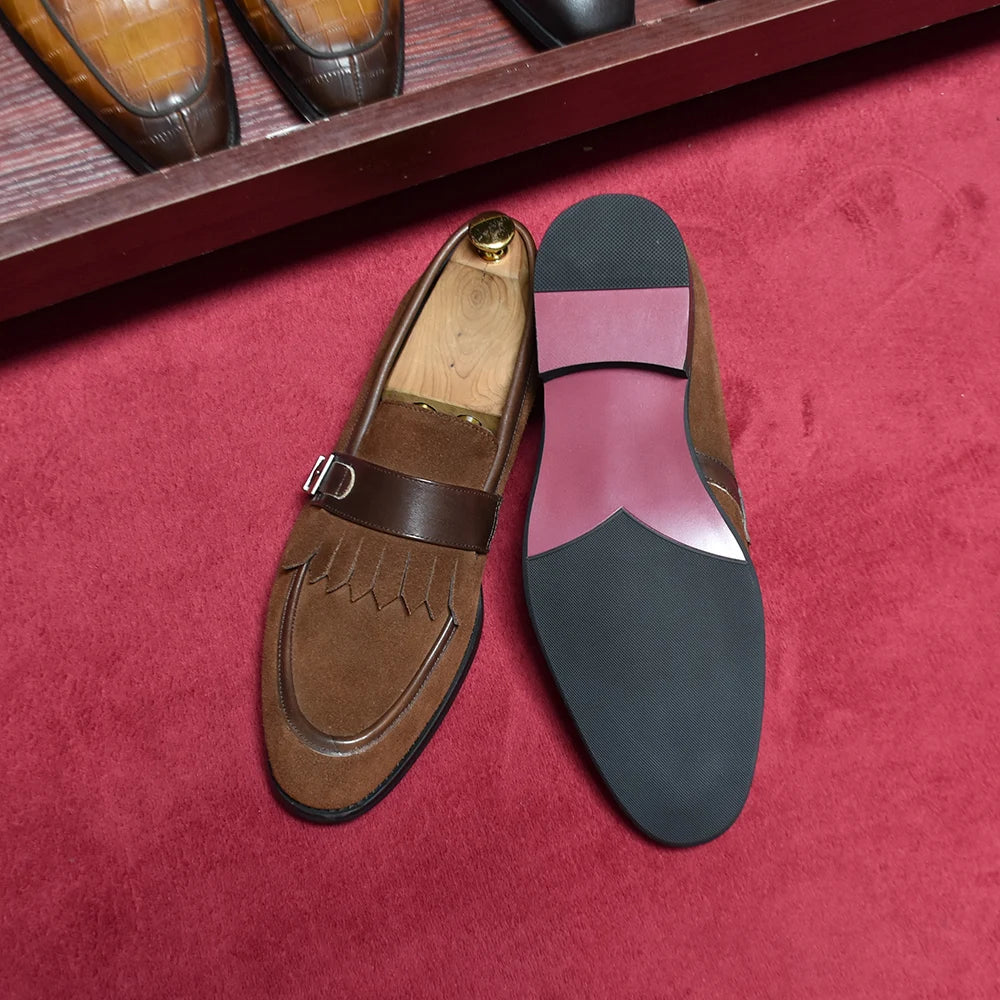 Tassel with Buckle Suede Leather Loafers