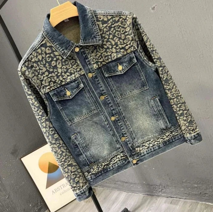 Patchwork Pattern Men's Denim Jacket