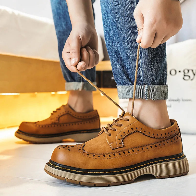 Yellow-Brown Genuine Leather Shoes