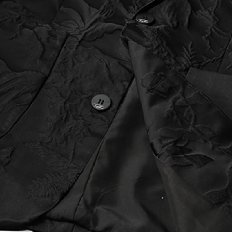 Black Jacquard Style Polyester Blazer