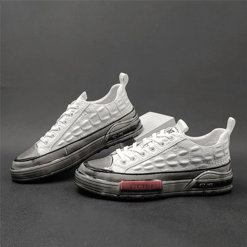 Leather Alligator Pattern Men's Sneakers