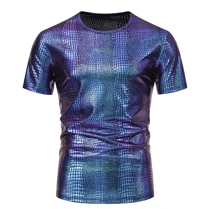 Solid Shiny Snake Pattern T-Shirt