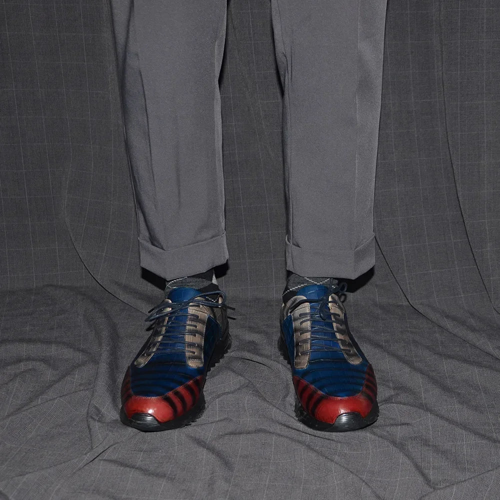 Crocodile Print Elegant Derby Shoes