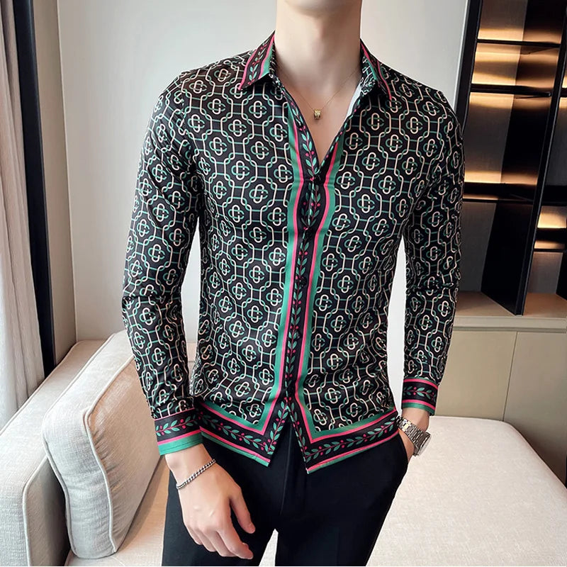 Fashion Striped Printed Fit Shirt