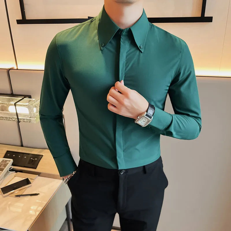 Solid Concealed Placket Shirt