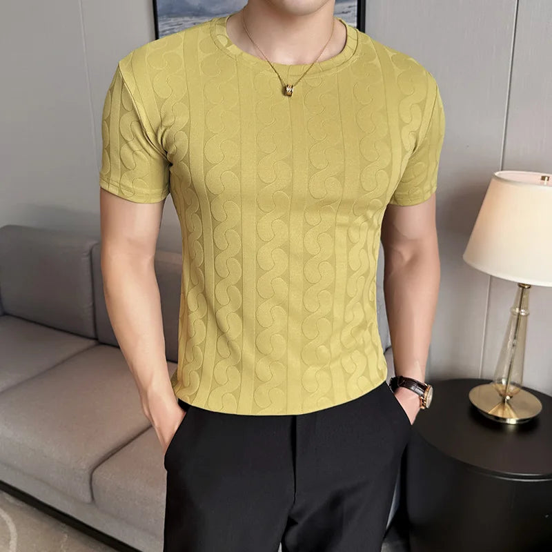 Casual Round Collar Geometric T-Shirt
