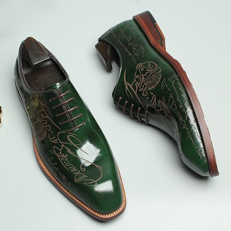 Luxury Engraved Leather Oxford Dress Shoes
