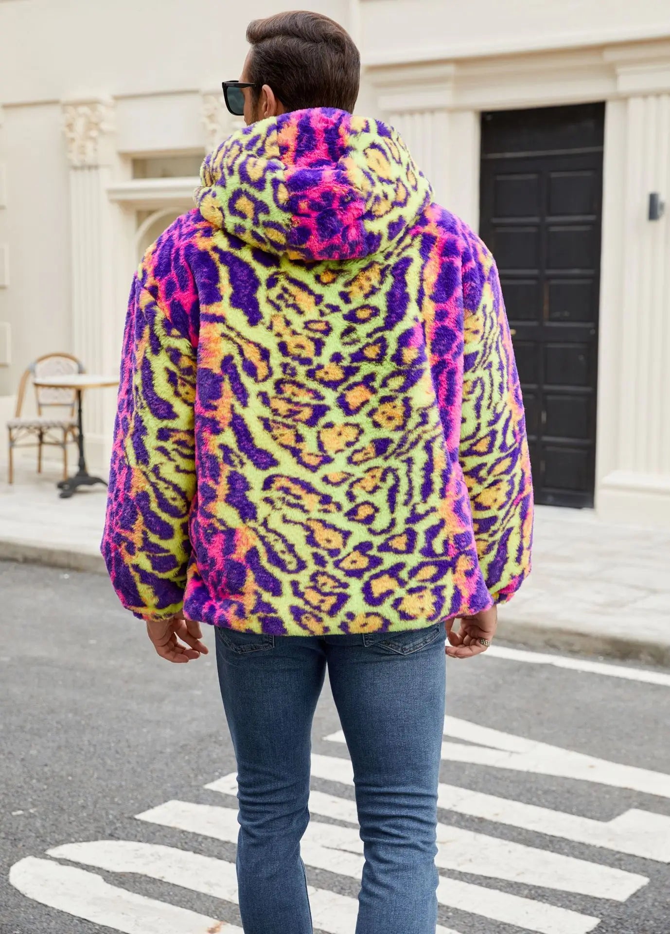 Colorful Leopard Print Plush Warm Jacket