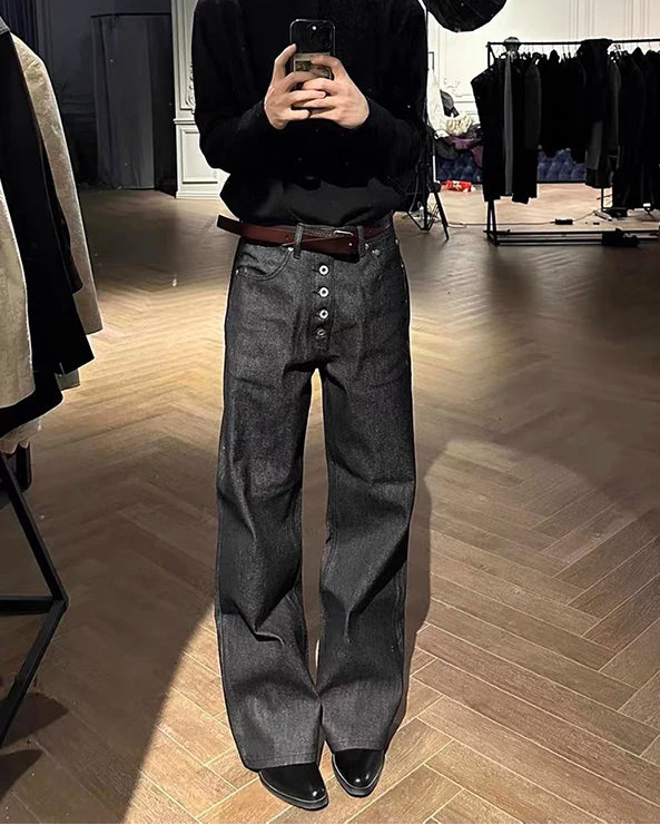 Black Low Waist Loose Jeans