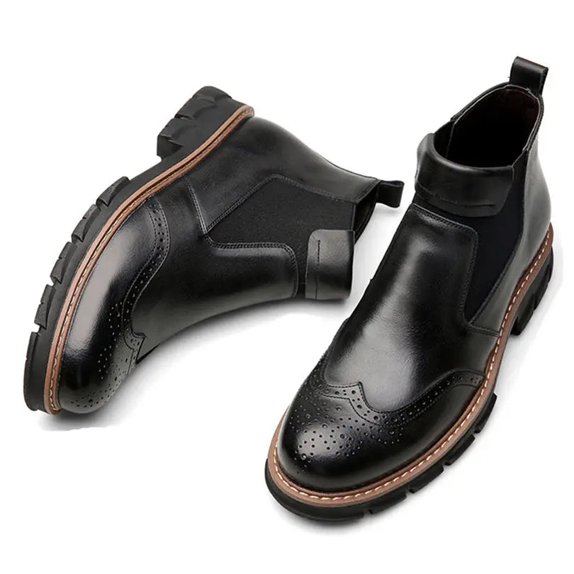 Solid with Fur Leather Chelsea Boots