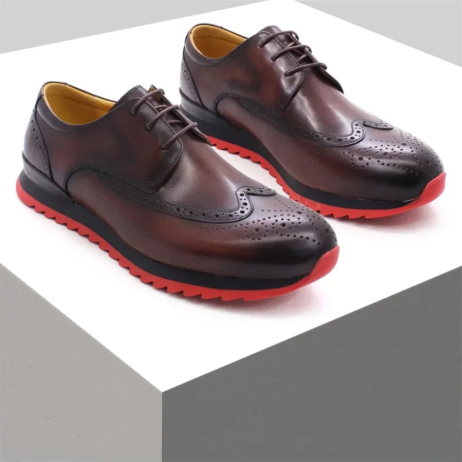 Wingtip Leather Brogue Style Shoes