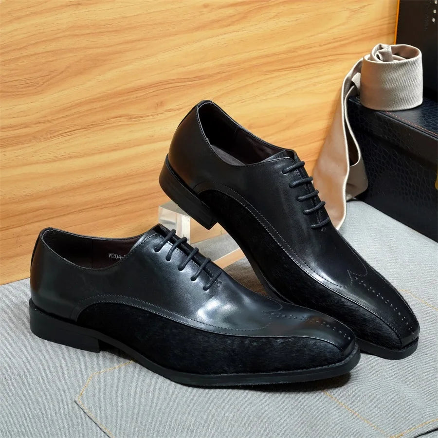 Oxford Dress Suede Wingtip Black Shoes