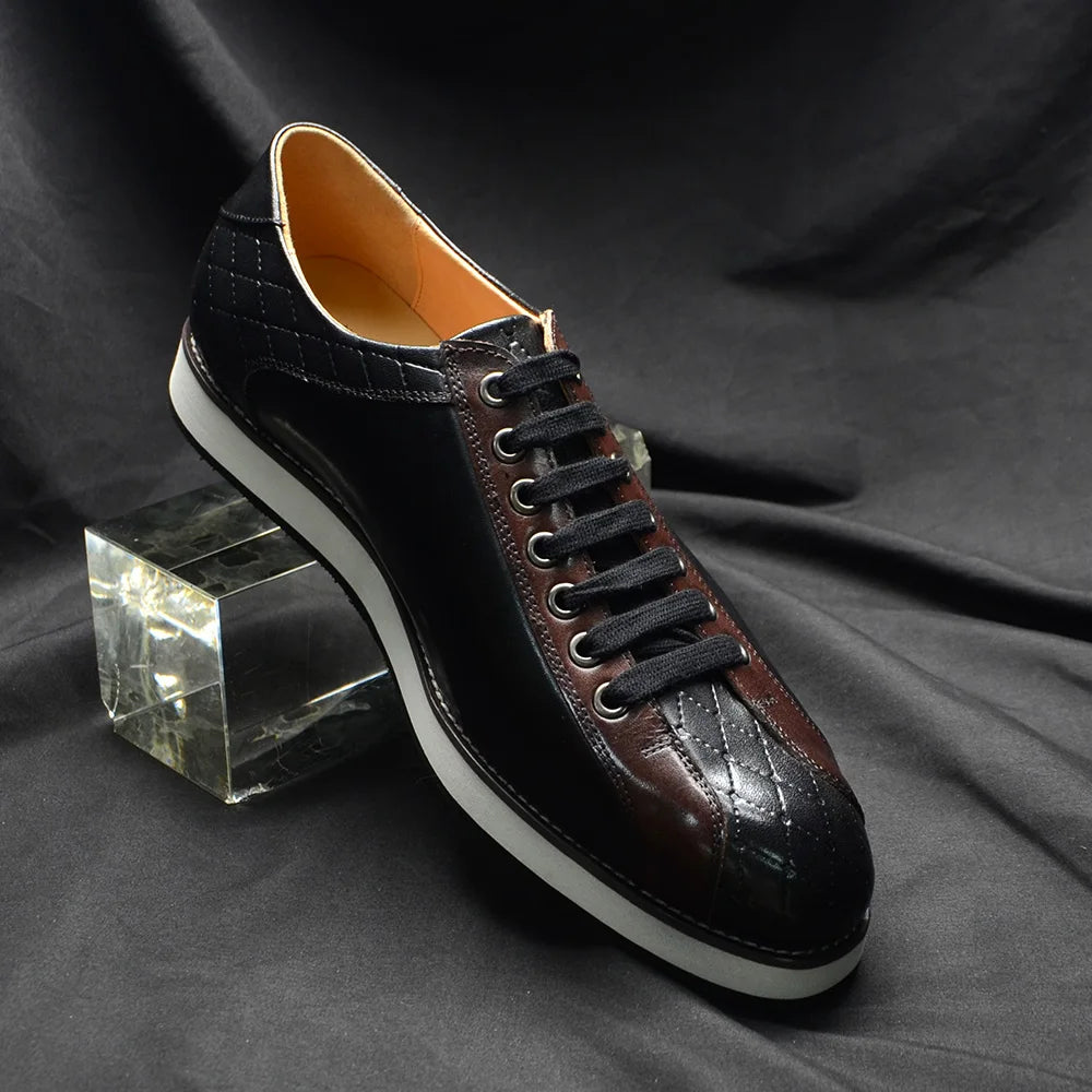 Patchwork Solid and Patterned Derby Shoes