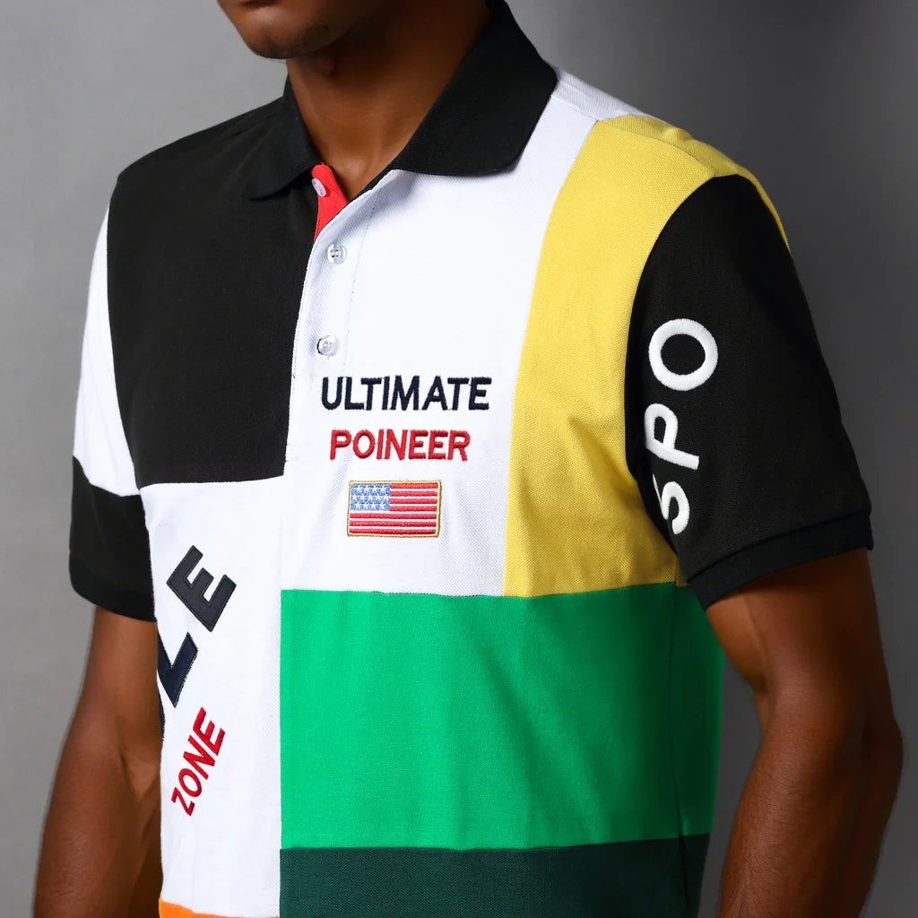 USA Royal Color Block Polo Shirt