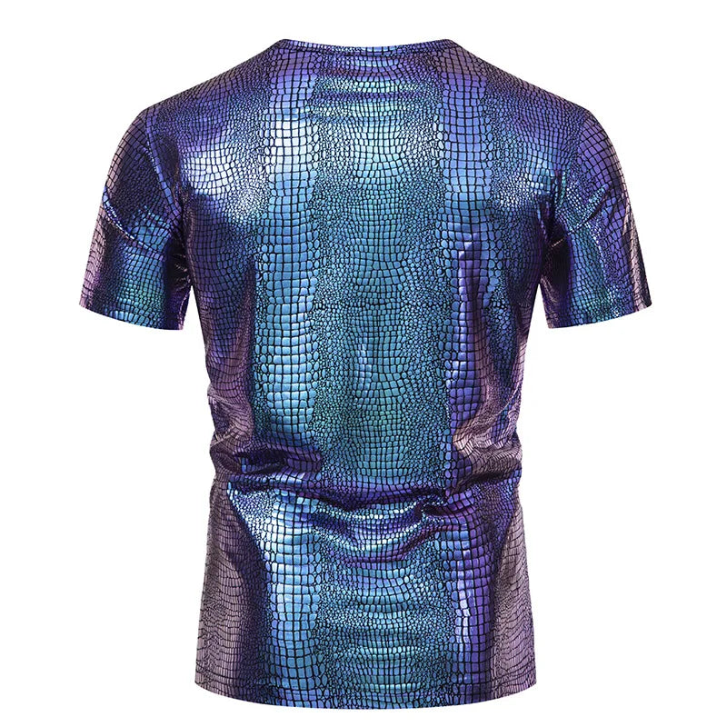 Solid Shiny Snake Pattern T-Shirt