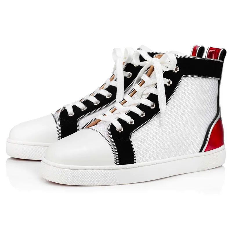 Ｗhite Leather High Top Men's Sneakers