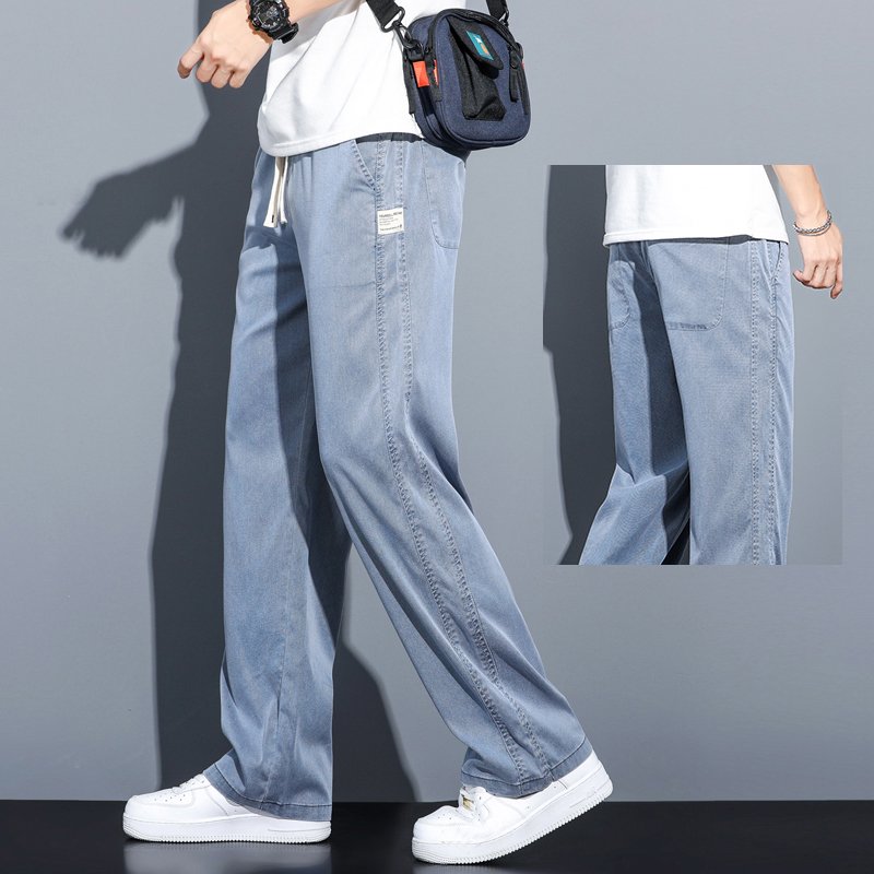 Soft Lyocell Straight Drawstring Pants