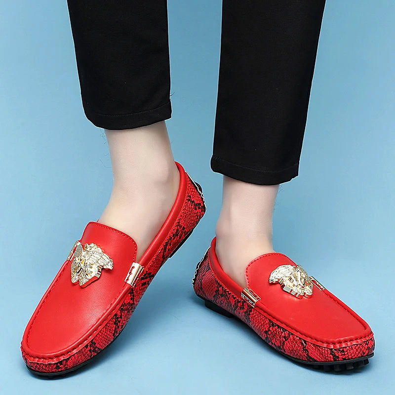 Breathable Metal Appliques Genuine Leather Loafers