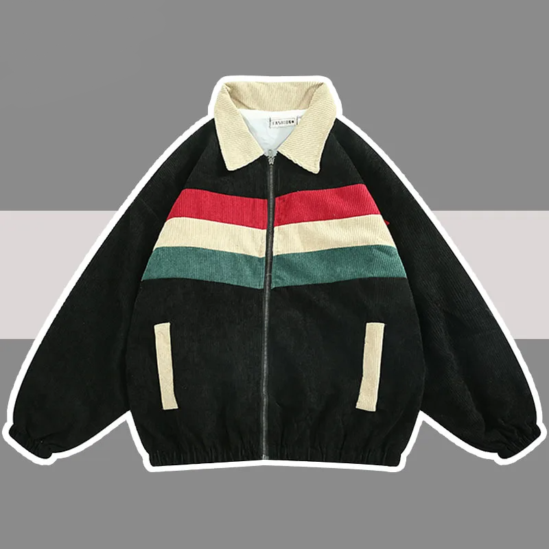 Corduroy Patchwork Retro Loose Jacket