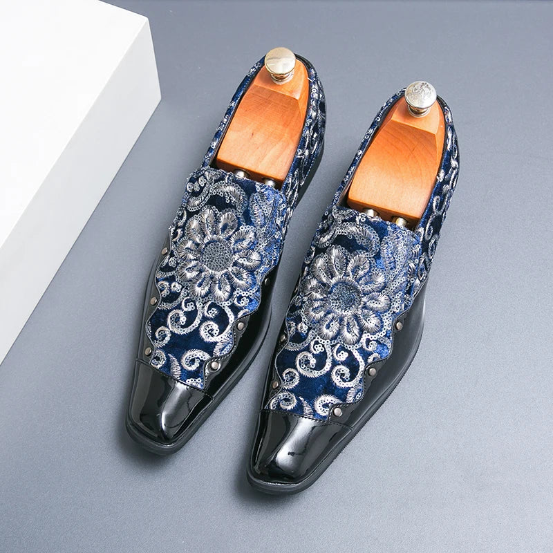 Luxury Sequin Embroidery Leather Loafers