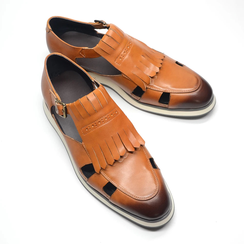 Buckle Strap Hollow Tassels Shoes